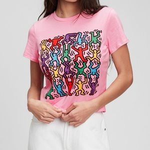 GAP x Keith Haring Cropped Pink Graphic Tee